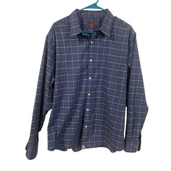 UNTUCKit Men's Blue Plaid Long Sleeve Slim Fit Cotton Button Up Shirt Size 2XL - Picture 1 of 9